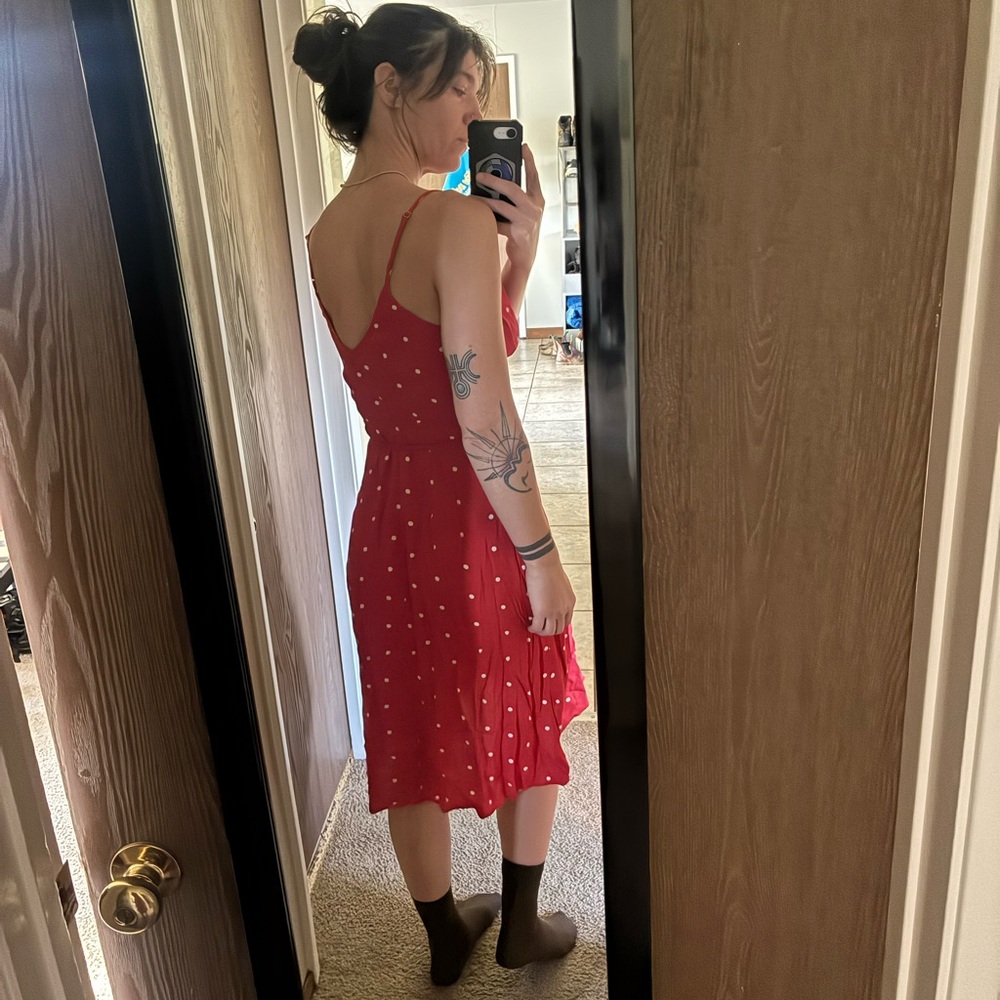 Reformation Anouk Polka Dot Wrap Dress Frill Tulip - Picture 14 of 14
